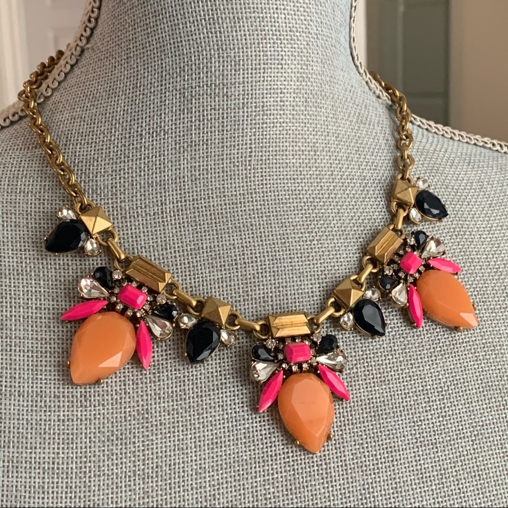 J Crew Statement Necklace Rhinestone Bib Colorful